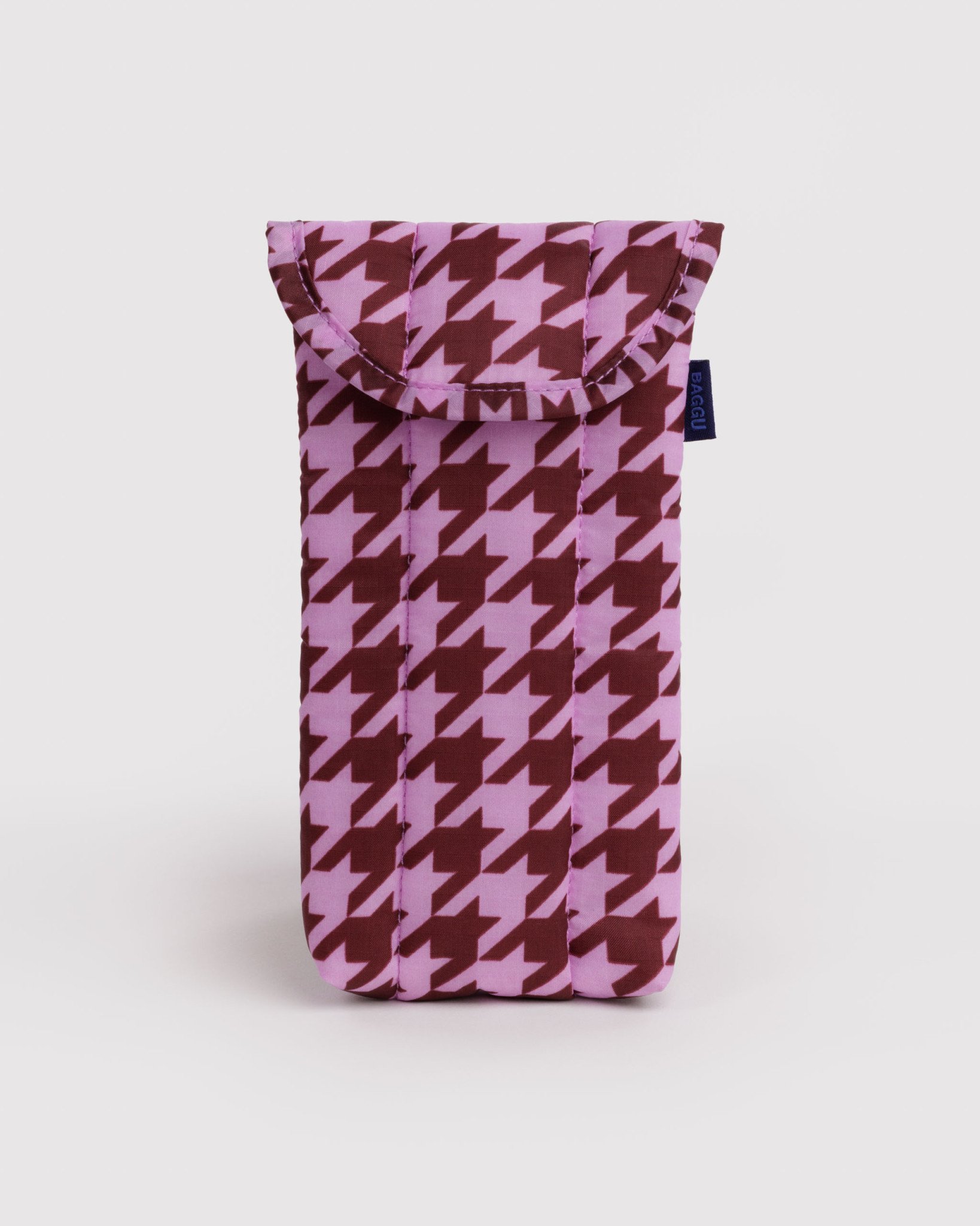 Puffy Glasses Sleeve Pink Houndstooth - Image 1