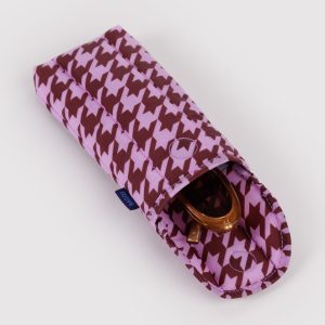 Puffy Glasses Sleeve Pink Houndstooth - Image 2