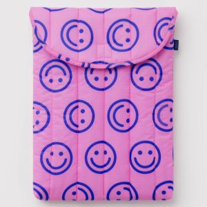 Puffy Laptop Sleeve 16" Pop Pink Happy - Image 1