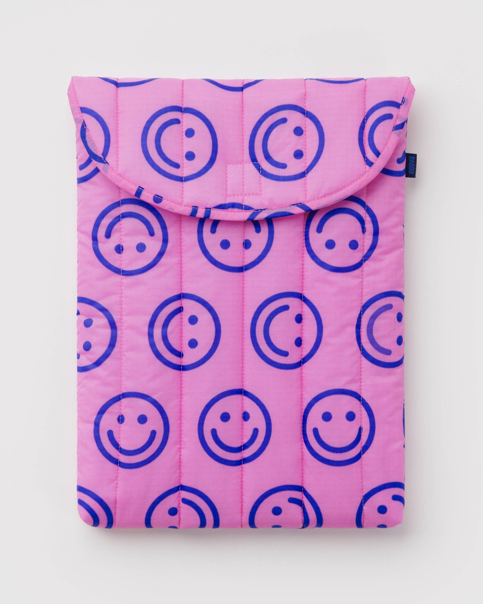 Puffy Laptop Sleeve 16" Pop Pink Happy - Image 1