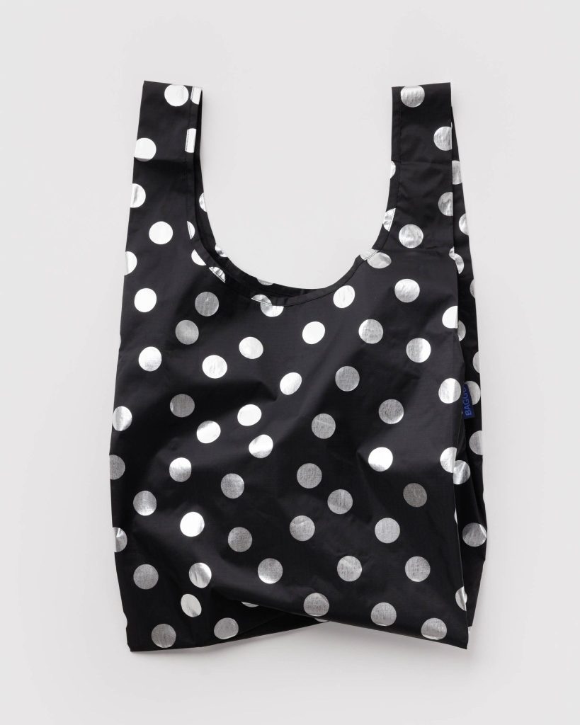 Standard Baggu: Silver Metallic Polka Dot