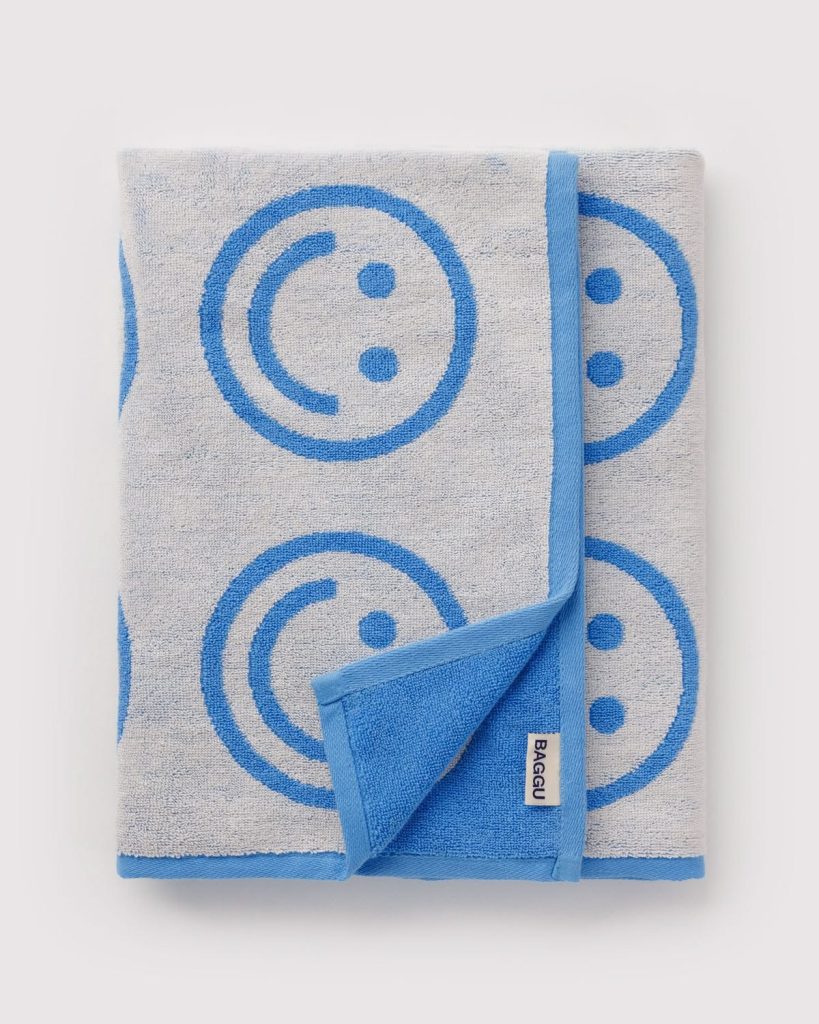 Bath/Beach Towel: Sky Blue Happy