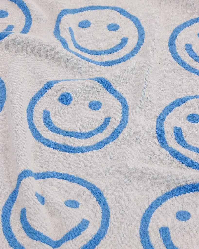 Bath/Beach Towel: Sky Blue Happy